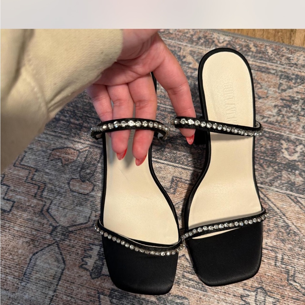 Fashion Nova Black Heels with Rhinestone Detail - NWT